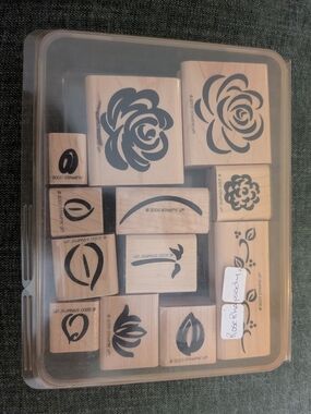Stampin Up! Rose Rhapsody 2000  Rubber Stamp Set 13 W/ Container Lightly Used